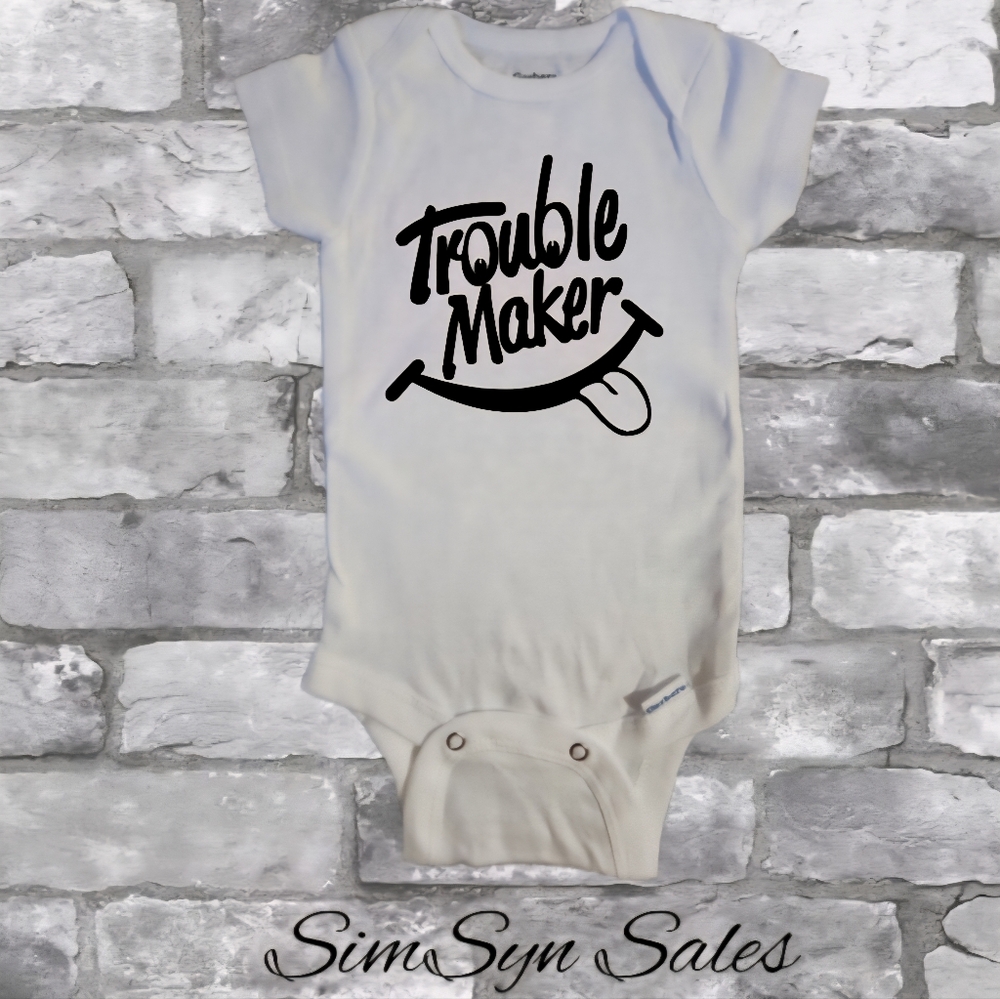 Trouble Maker Unisex Baby Onesie Onepiece Bodysuit 0-3 Months Brand New